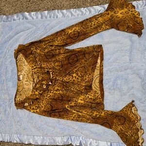 90's Jaw Breaker Animal Print top with flared sleeves 143 I love you Y2K sz L